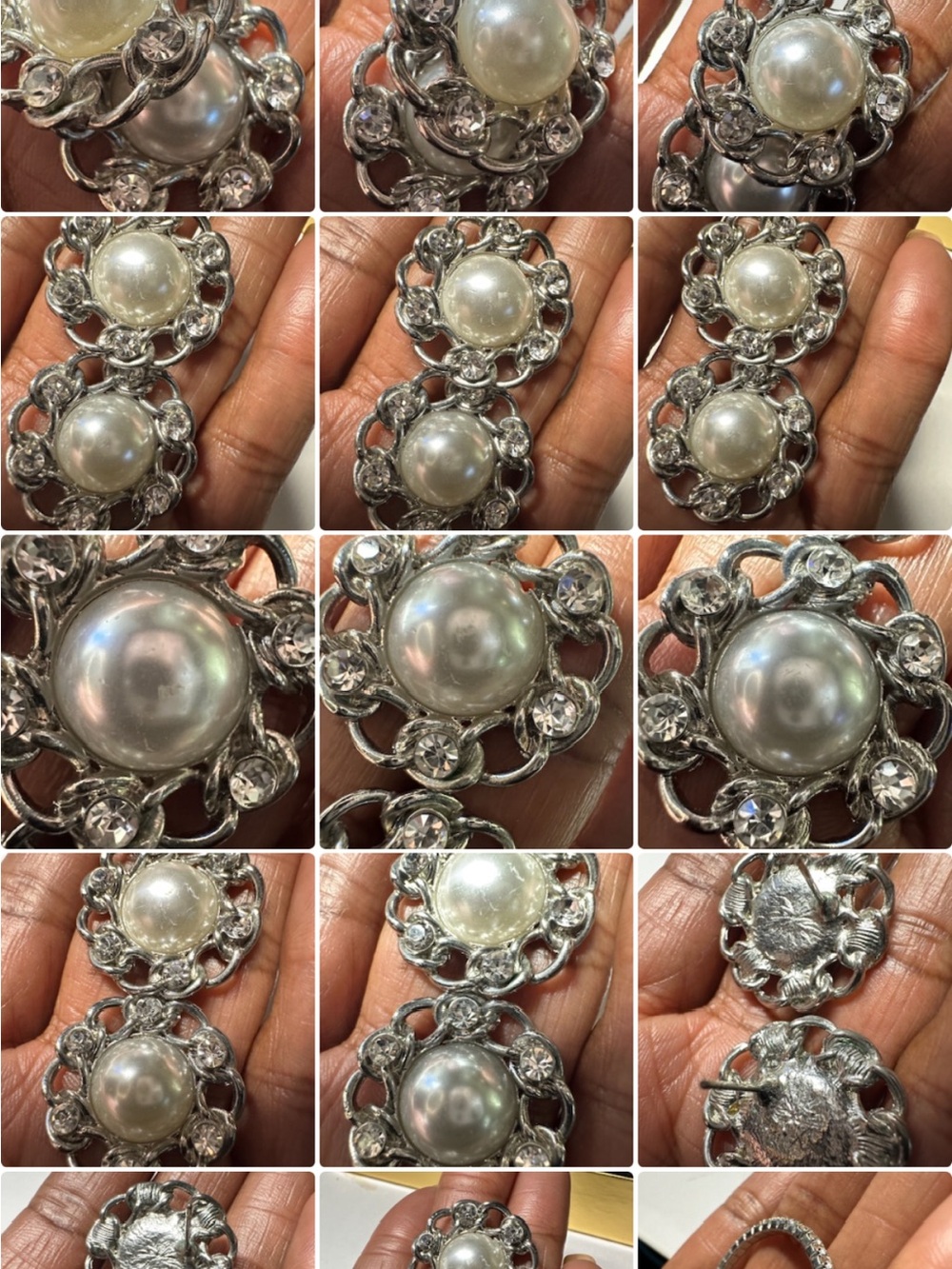 Vintage Elegant Silver/White Statement Earrings(stones missing )